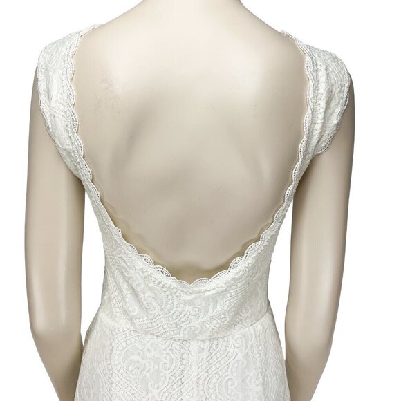 BLUSH SC Classic Simple Boho Lace Openback Stretch Shimmering Wedding Dress S-XS - Picture 4 of 12